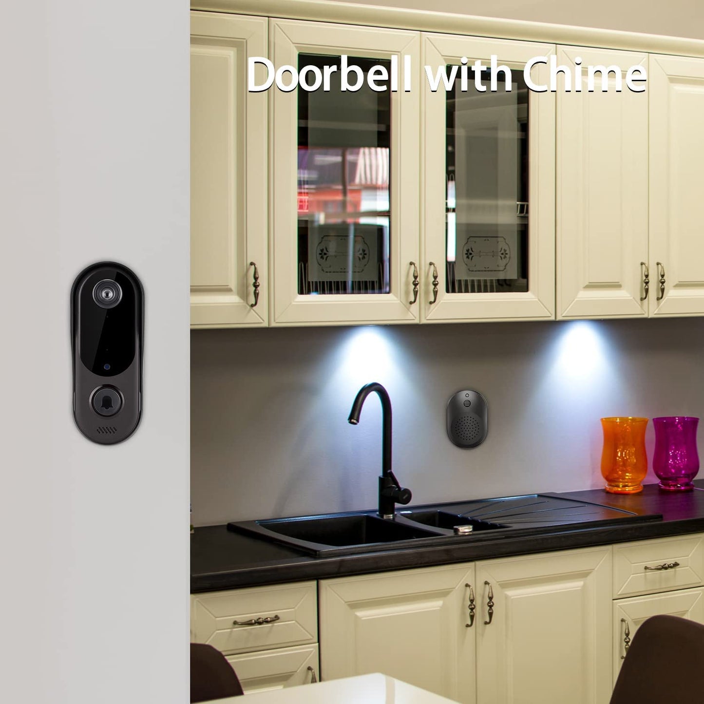 Doorbell Camera Wireless Wifi Video Doorbell IP65 Waterproof, Battery Powered,2-Way Audio, Smart Ir,Wide Angle,Cloud Storage,2.4G Wifi